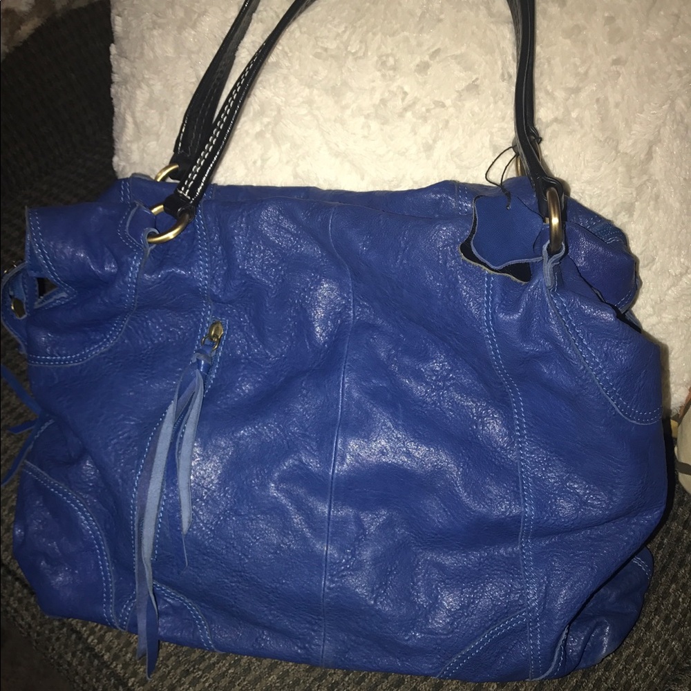 Colbalt blue leather hobo.