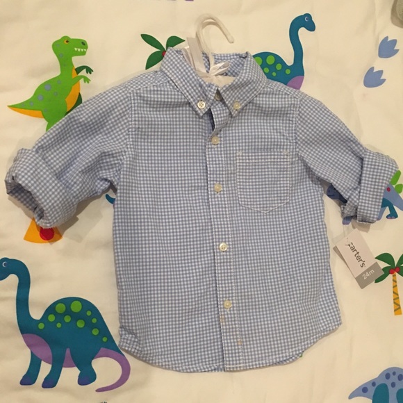 Blue Gingham Boy's Button-down Shirt - Picture 1 of 3
