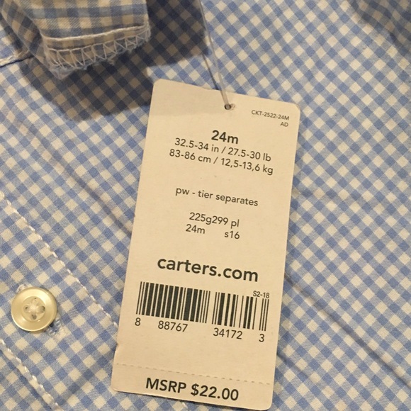 Blue Gingham Boy's Button-down Shirt - Picture 3 of 3
