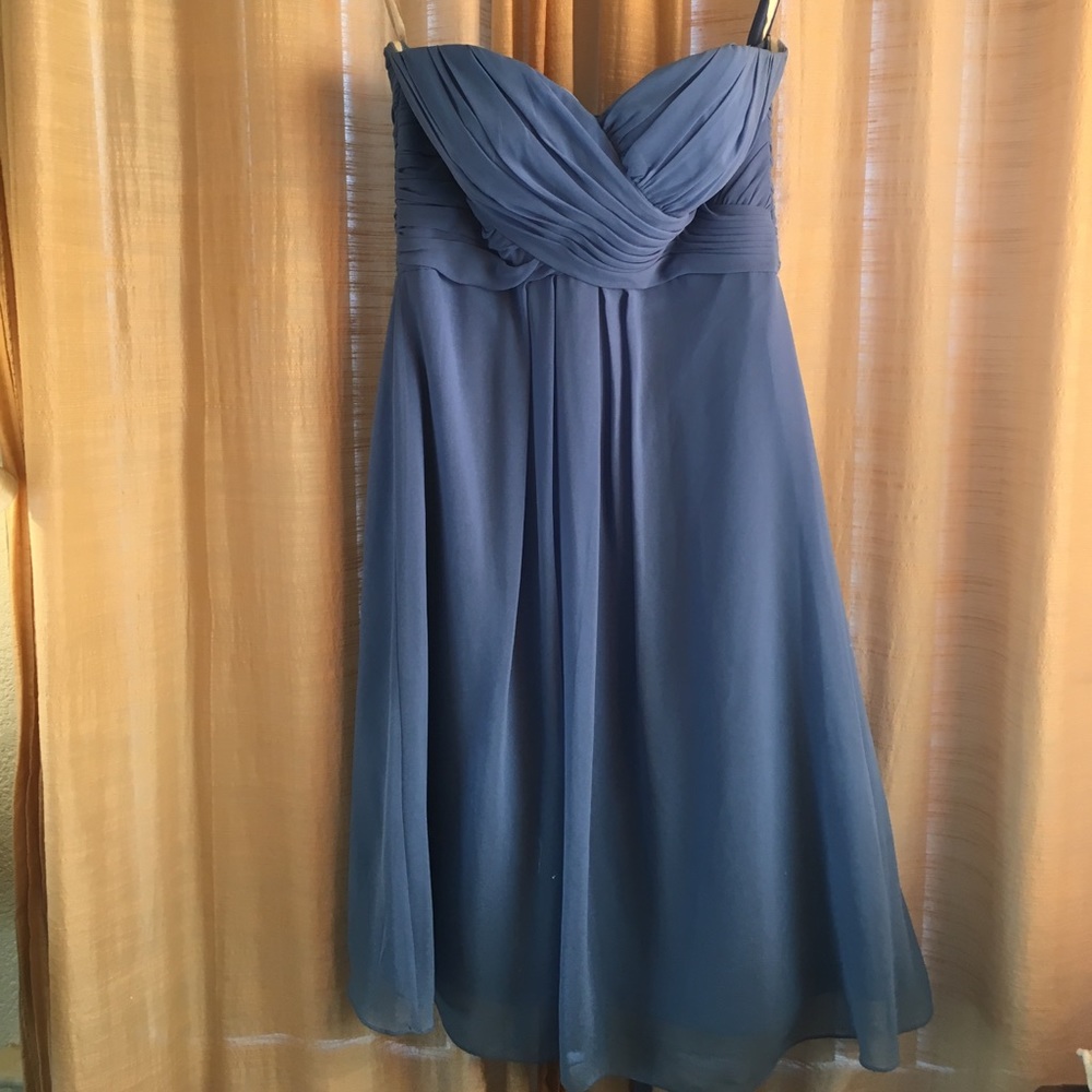 Bill Levkoff Strapless Blue Bridesmaid Dress