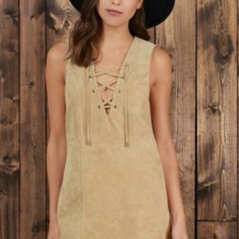 Lace-Up Suede Dress
