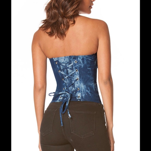 Denim Patch Corset Top - Picture 2 of 3