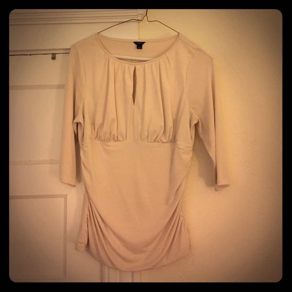Ann Taylor cream colored ruched blouse