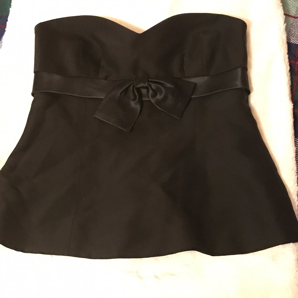 Strapless black bow top