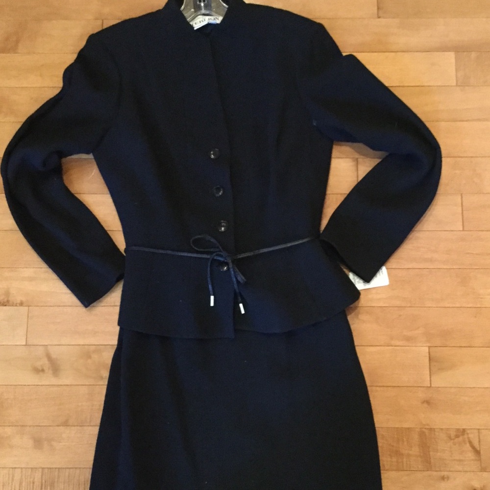 Vintage black skirt suit with original tag