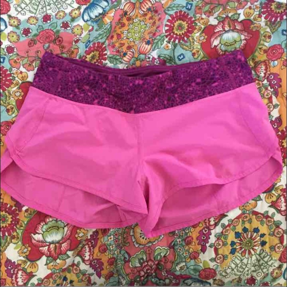 Pink Lululemon speed shorts