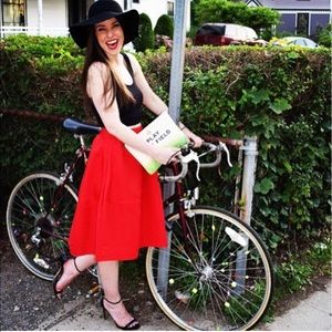 Beautiful Full Red Midi Skirt from Express 😍