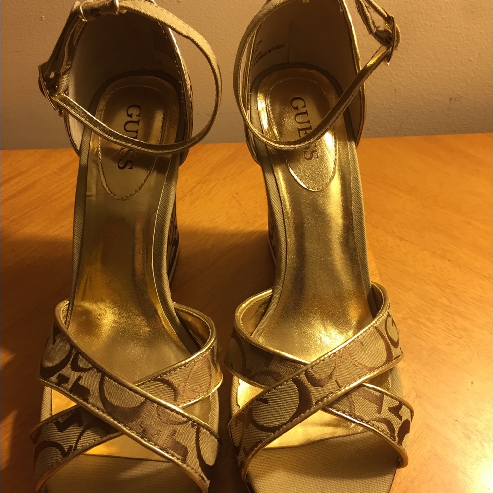 Guess Brown/Gold Signature Logo Wedge