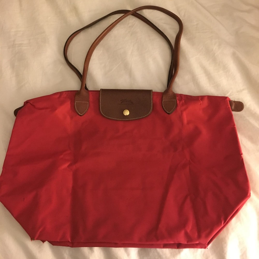 Longchamp red Le Pliage Tote
