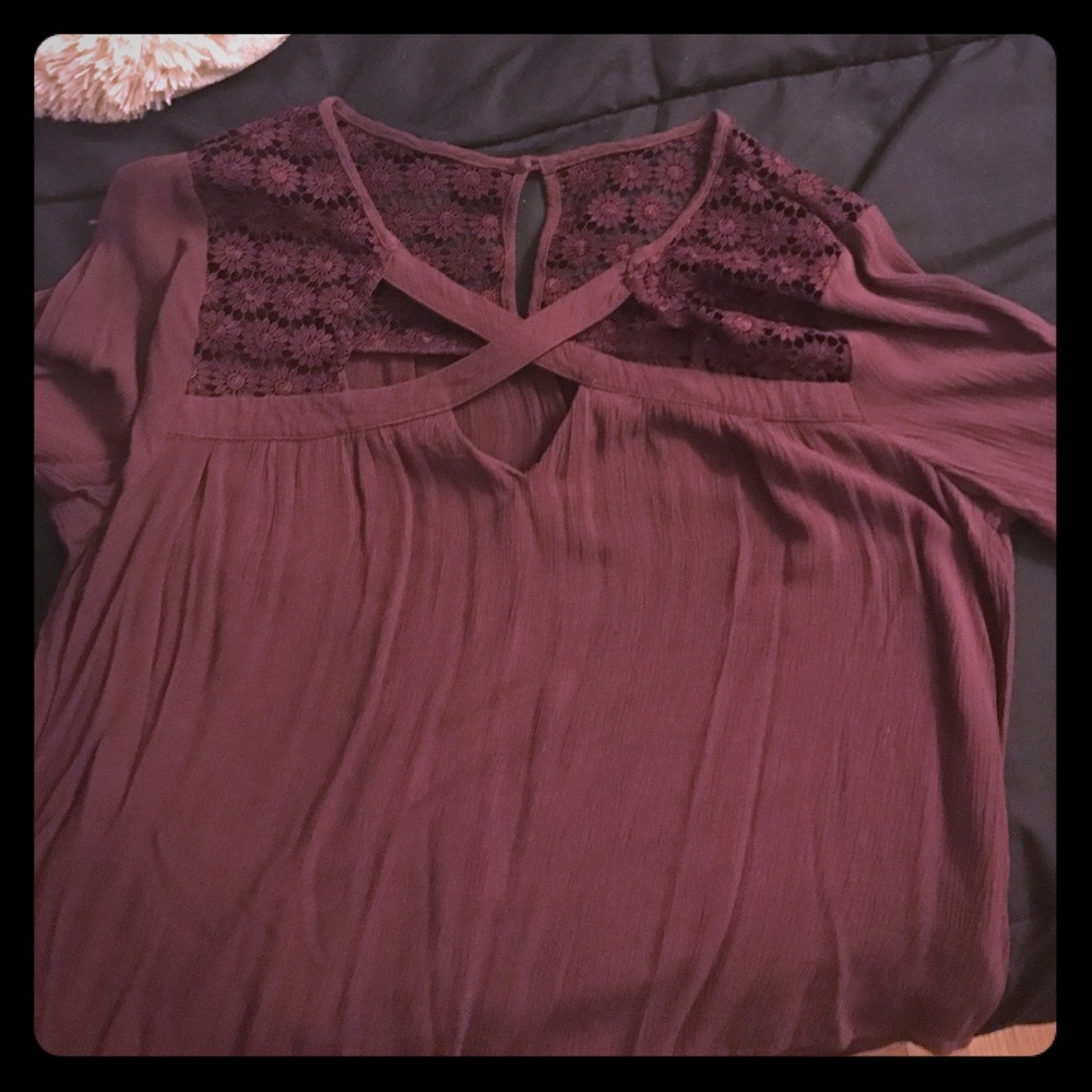 Maroon crossfront blouse