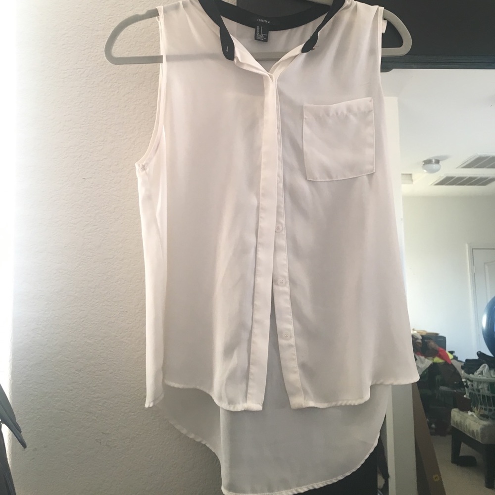 White button-up top