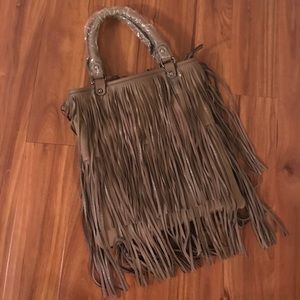NWOT Taupe Fringe Purse