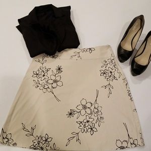 Beige and Black Floral Skirt
