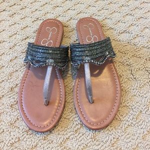 Jessica Simpson beaded flip flip sandals