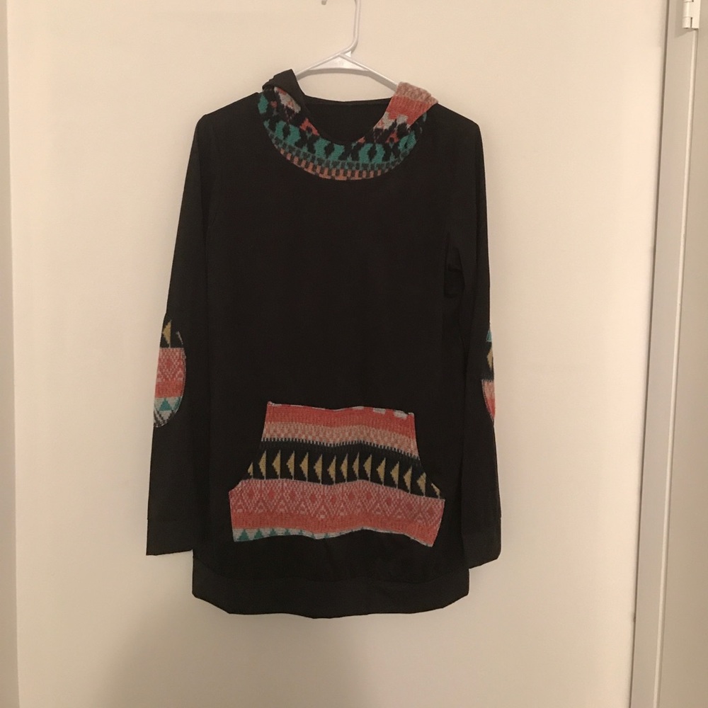 Black suede sweatshirt with elbow patch