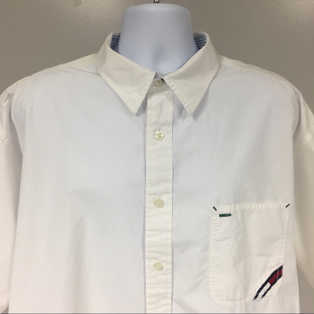 VINTAGE TOMMY HILFIGER WHITE SHIRT LOGO FLAG XXL