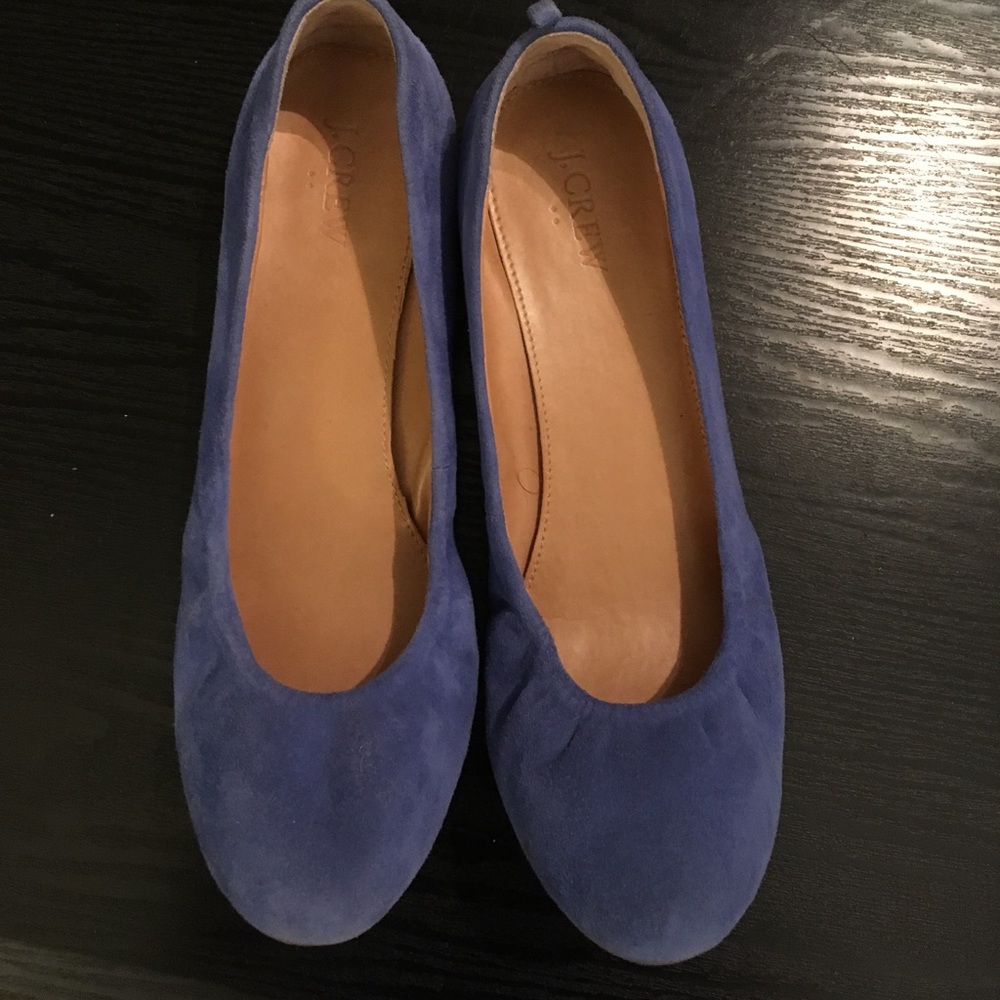 J Crew Blue Suede Ballet Flats