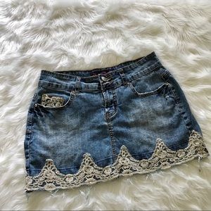 SUMMER CLEARANCE!! Denim and lace mini skirt