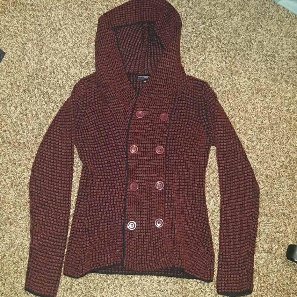 Hooded button up sweater