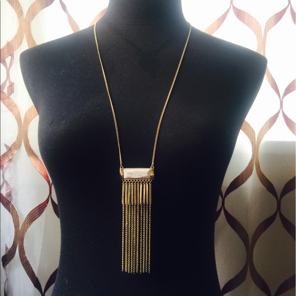 Long golden/stone necklace