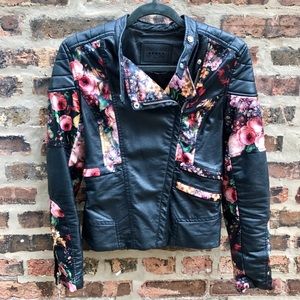 Floral Moto Leather Jacket