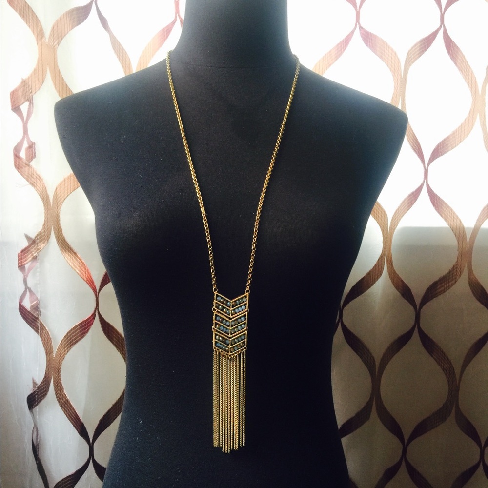 Long golden necklace