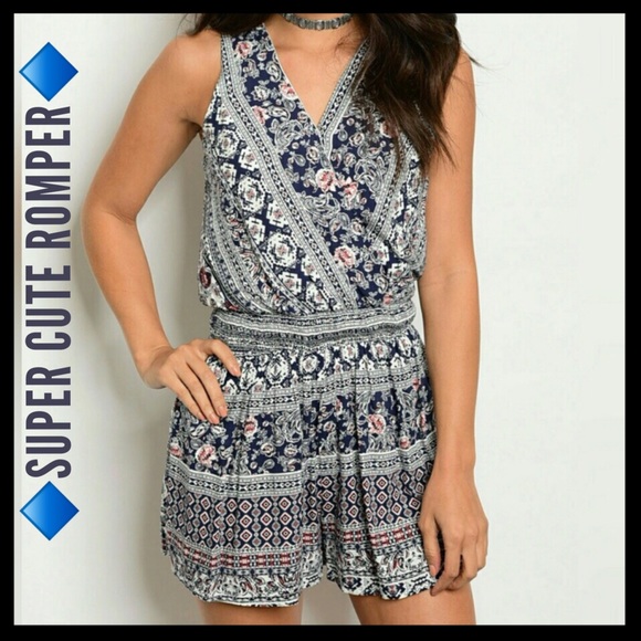Pants - 🎉H/P 6/26/17!!🎉BLUE MULTI COLORED ROMPER