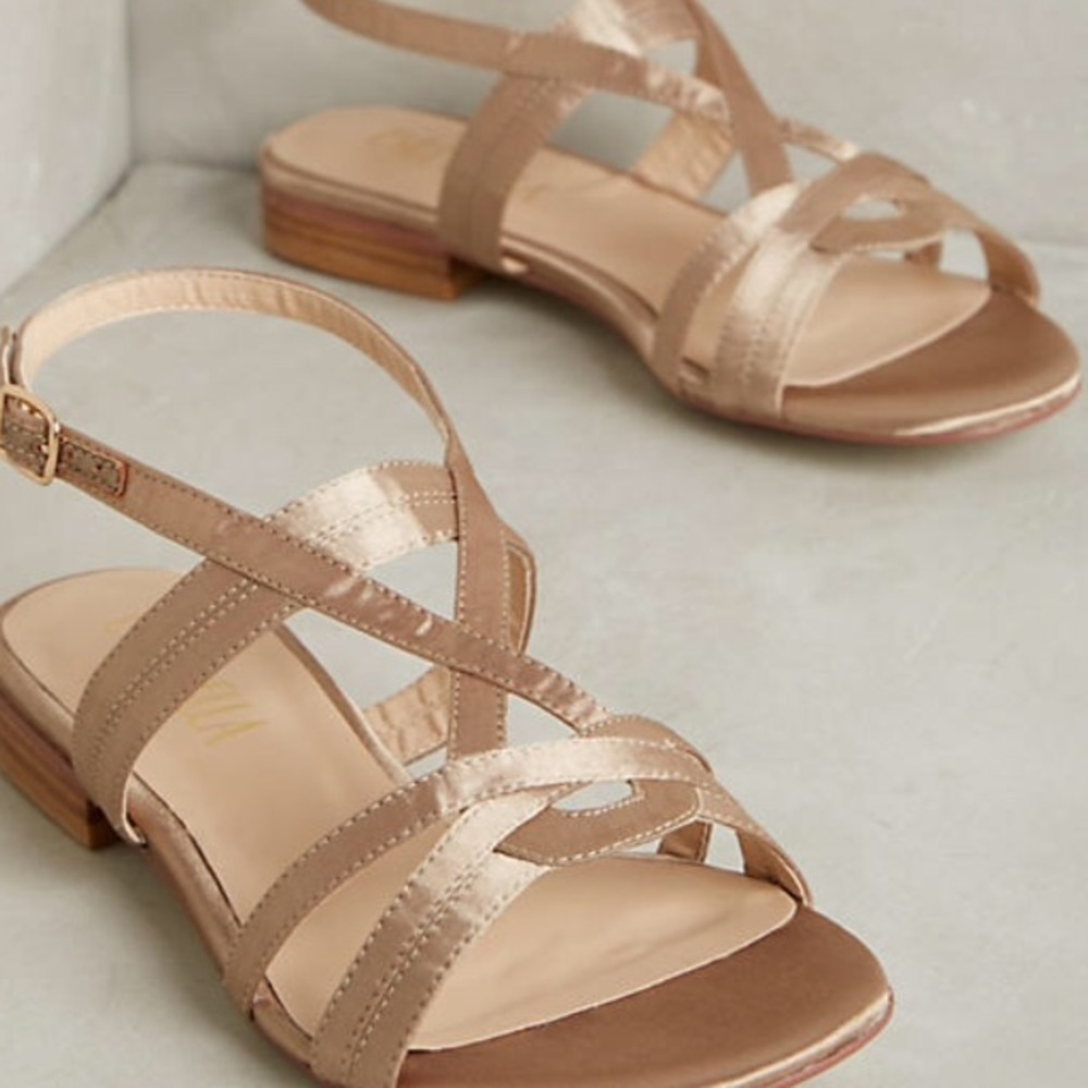 Anthroplogie Candela strappy satin sandals - Picture 1 of 3