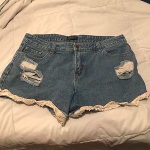 Lace detailed forever 21 plus size jean shorts