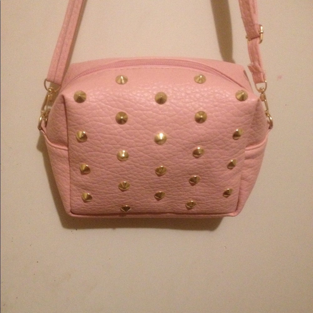 pink & gold plush bag