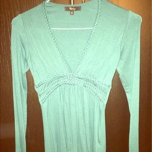 "Going out top" - Sky Deep V blouse