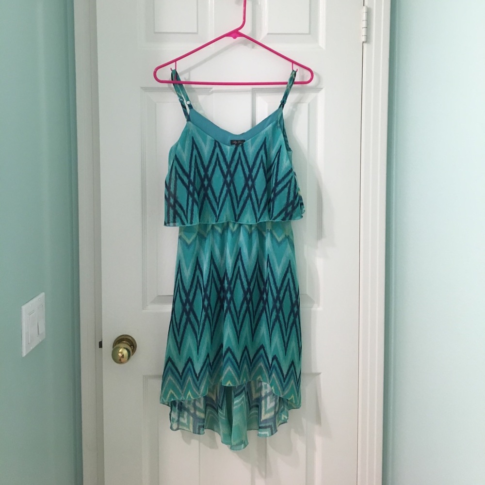 Teal high low dress