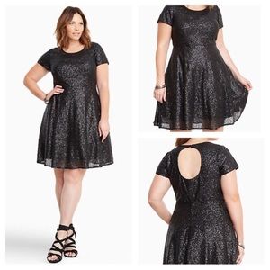 TORRID Black Sequin Skater Dress