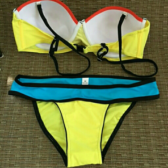 Colorful neon small two pieces swimsuit bikini set - Picture 3 of 3