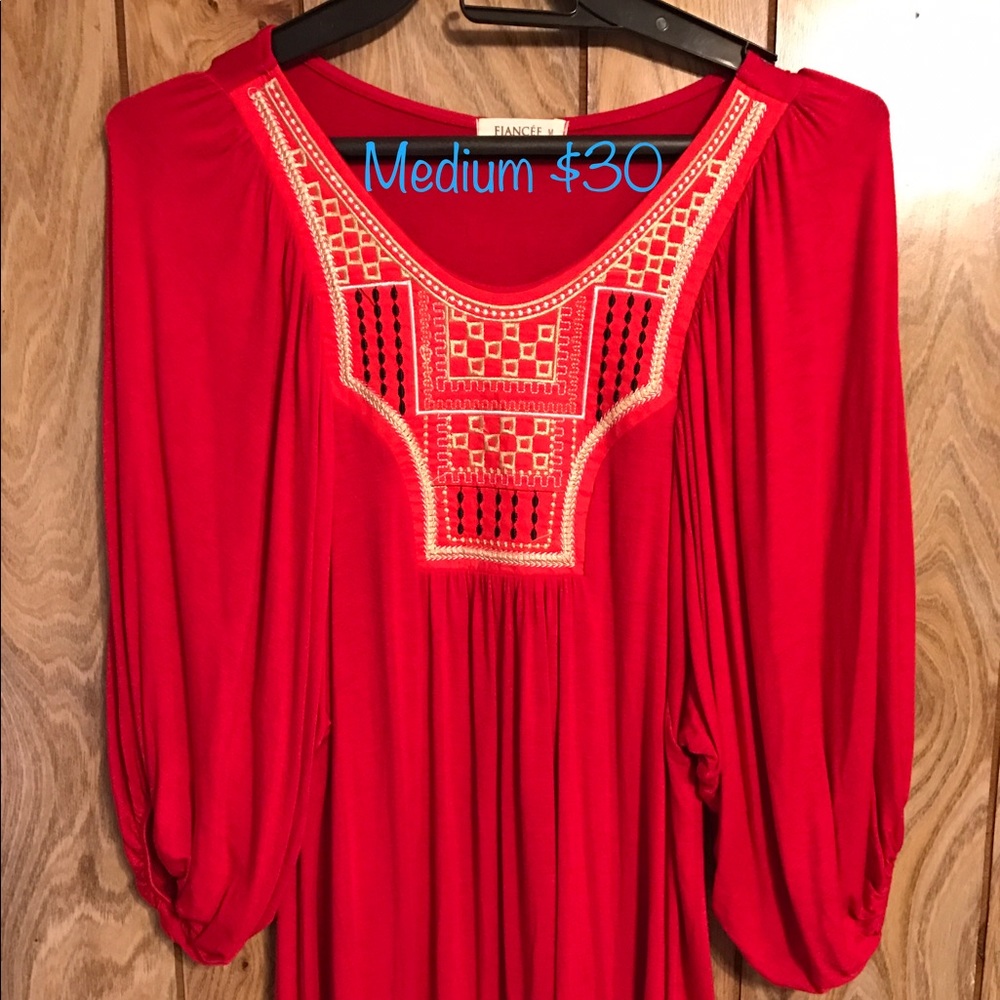 Boutique Red Peasant top