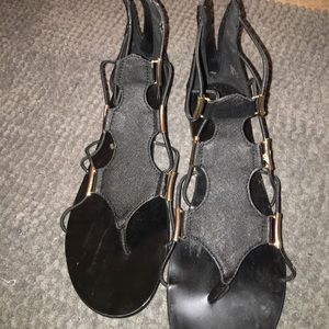 ▪️Aldo Zeanna ▪️black and gold zip-up sandals
