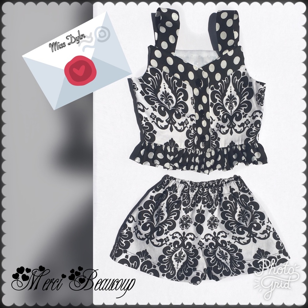 Fun two piece shorts set with polka dots
