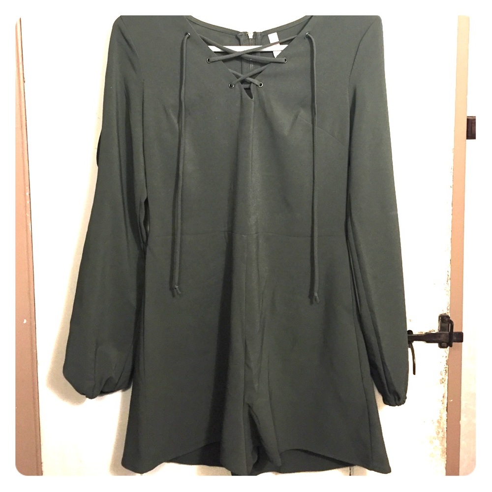 Green front laced Xhilaration Dressy Romper