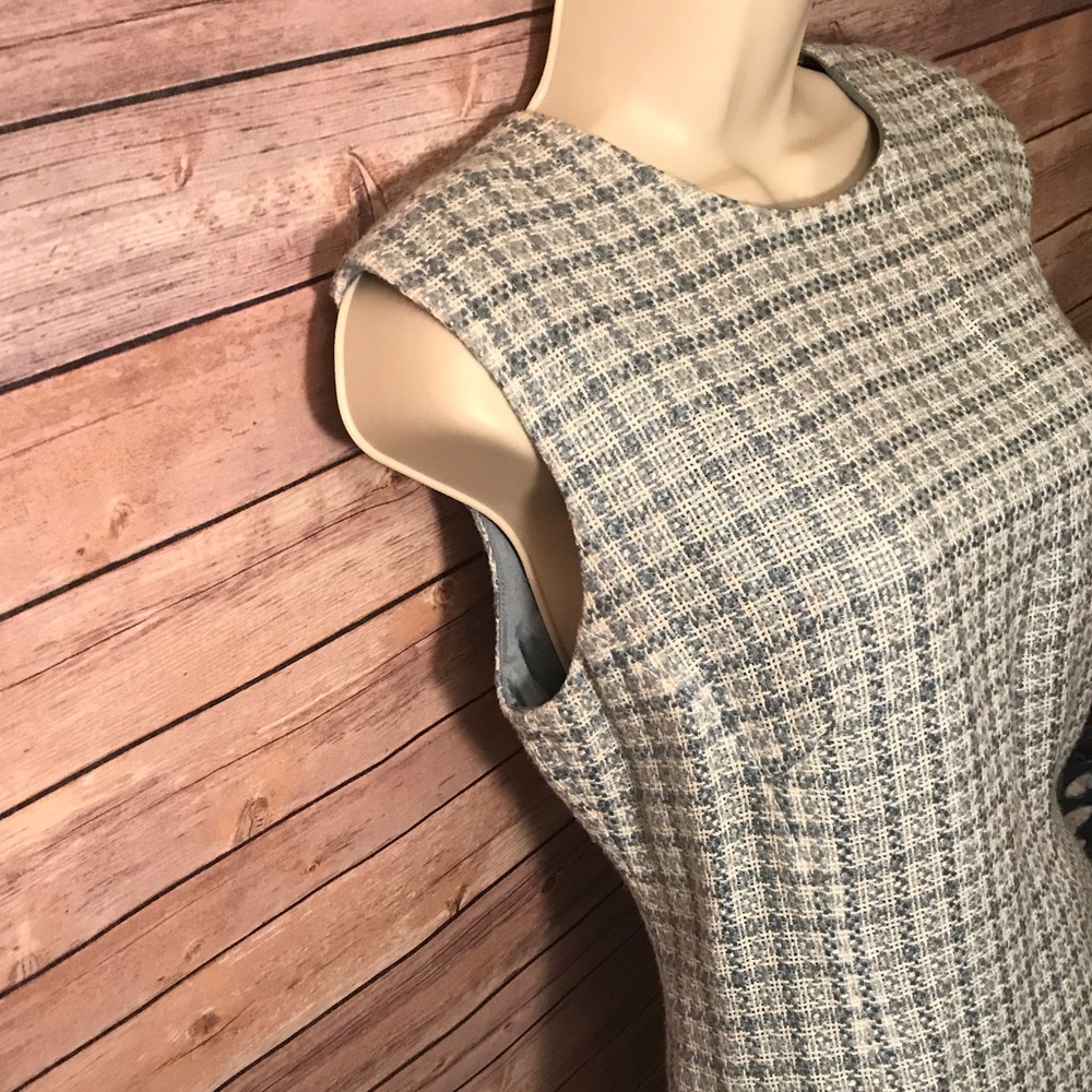 Jones Wear A-line faux wool blue dress zip back