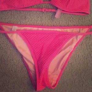 Victoria Secret Neon Pink Mesh Bikini Bottom