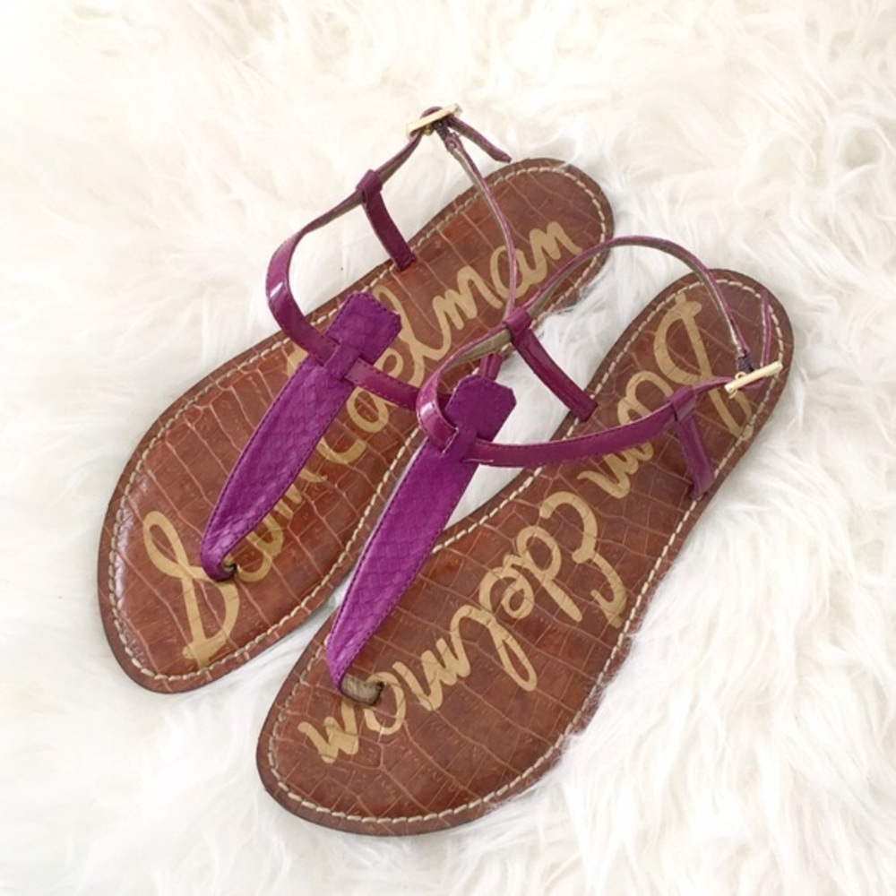 Sam Edelman purple snake and patent thing sandal