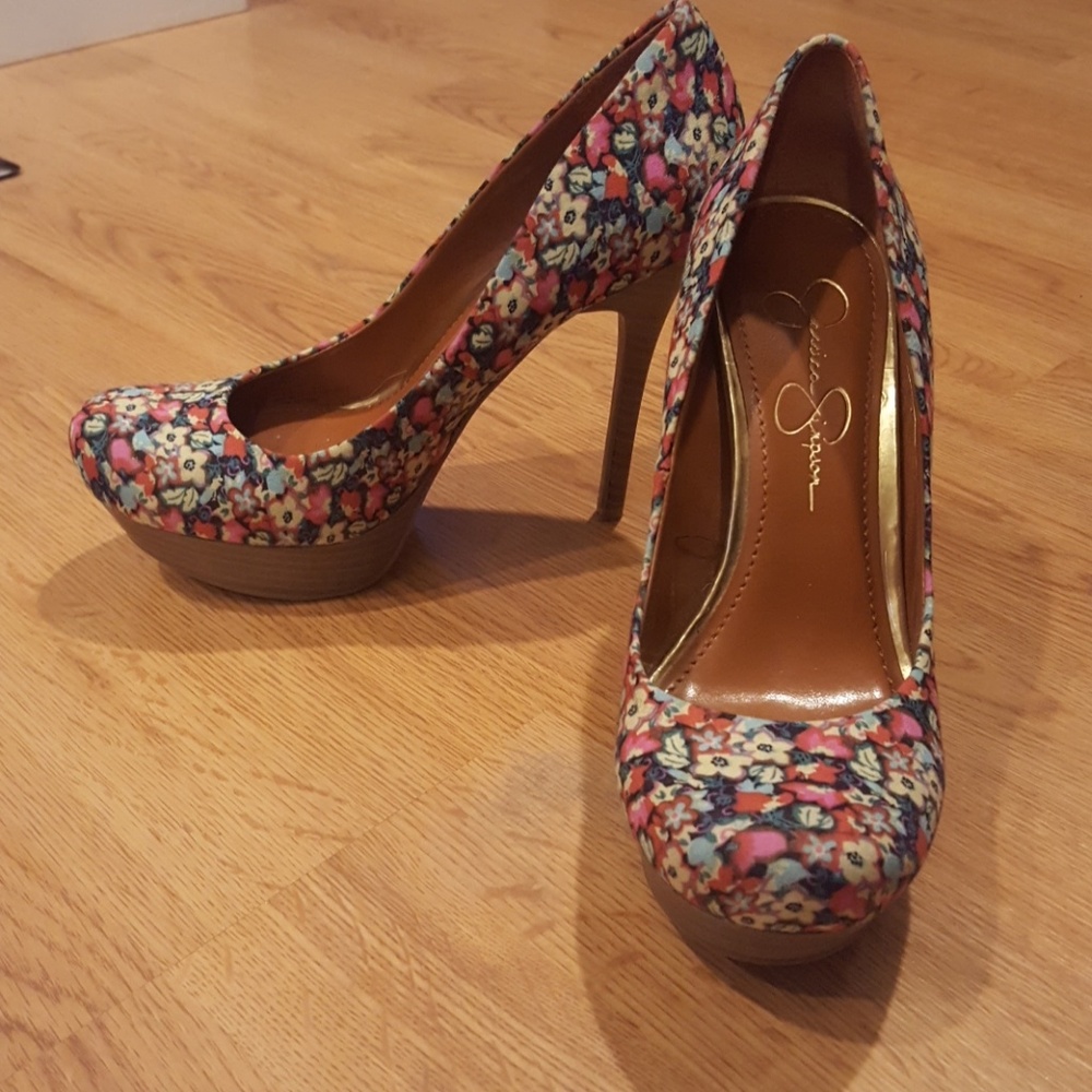 Flower print stilettos