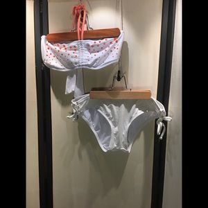 White Bikini Set with Orange Studs & Accents