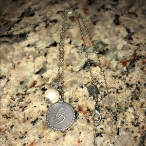 "C" monogrammed short necklace with a pearl