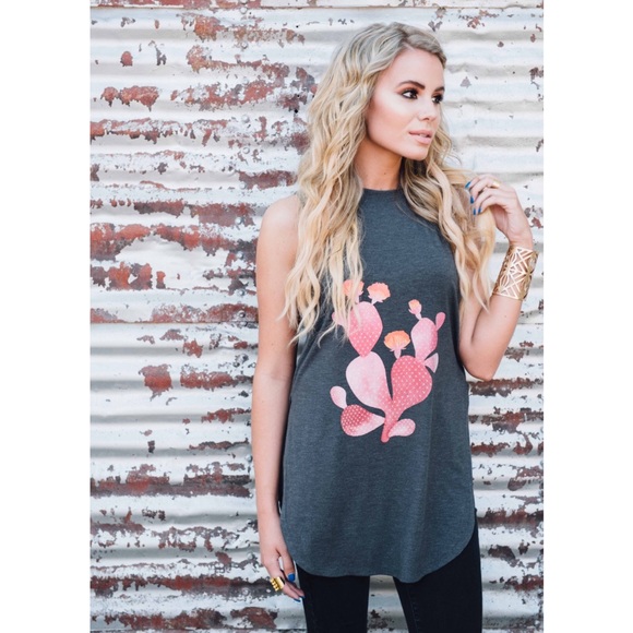🆕 Grey Cactus Tank - Picture 2 of 3