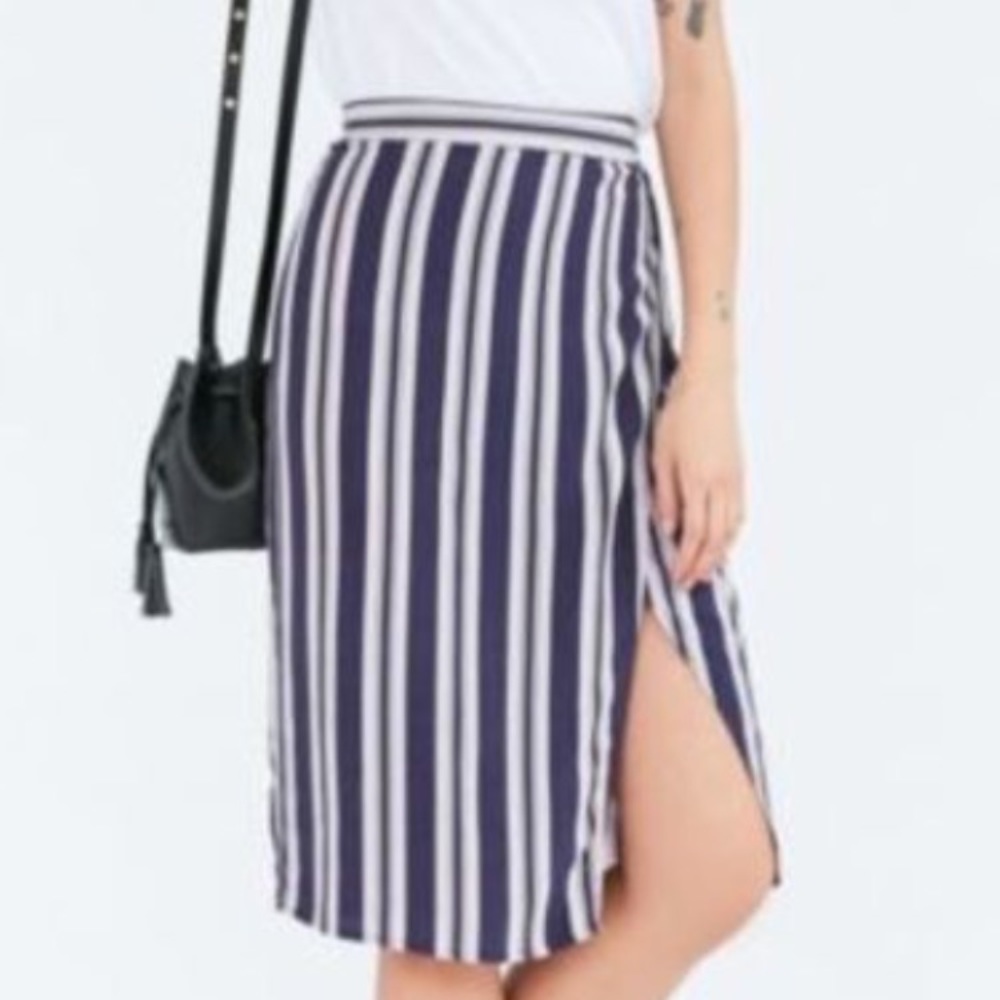 Navy striped wrap skirt