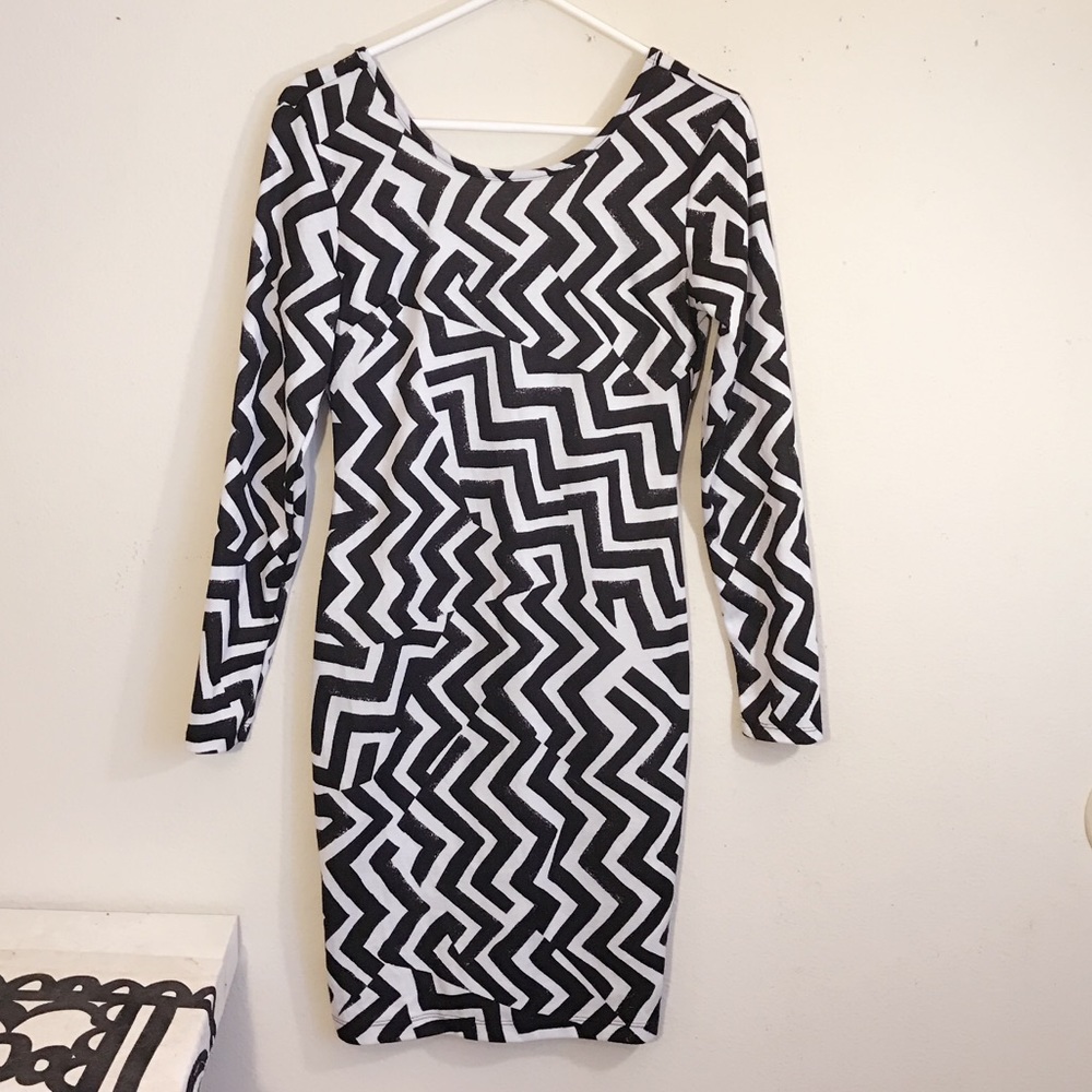 H&M long sleeve bodycon dress low back