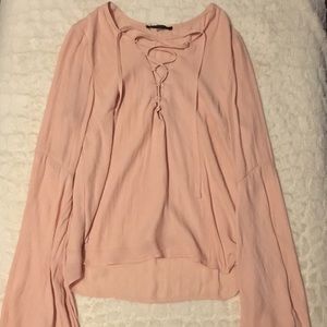 forever 21 light pink bell sleeved blouse