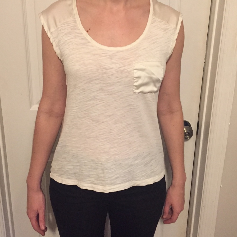 LOFT Ivory Tee Shirt & Silk mix