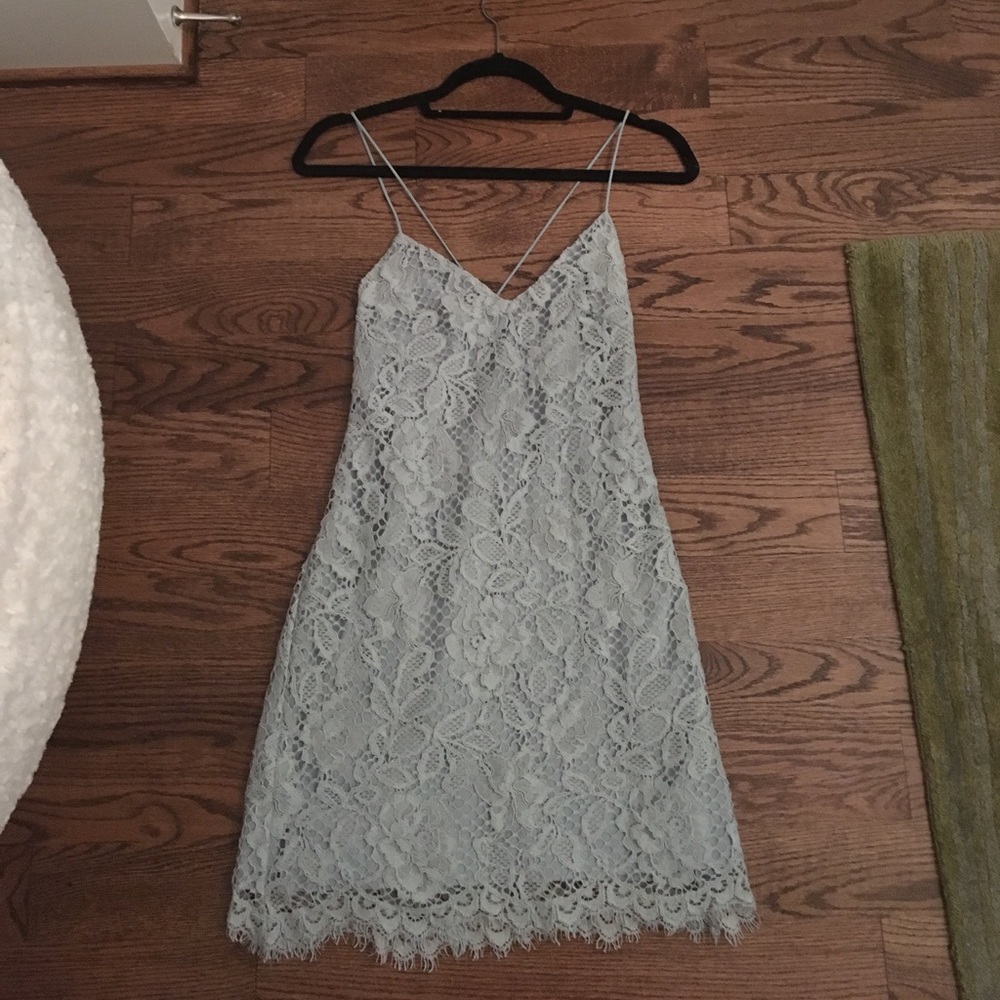 X by NBD teal lace size 4 dress.